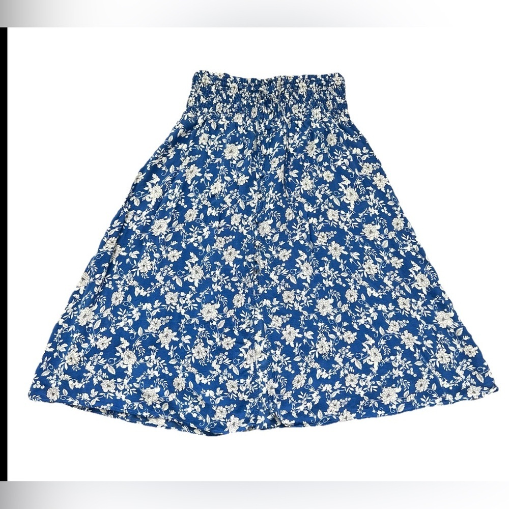ZARA Women’s Skirt Size Large Smocked Waist Floral Boho Front Slit (0800)